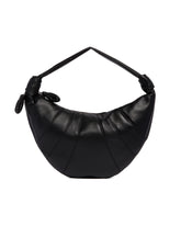 Black Leather Medium Croissant Bag | PDP | Antonia