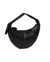 Black Leather Medium Croissant Bag | PDP | Antonia