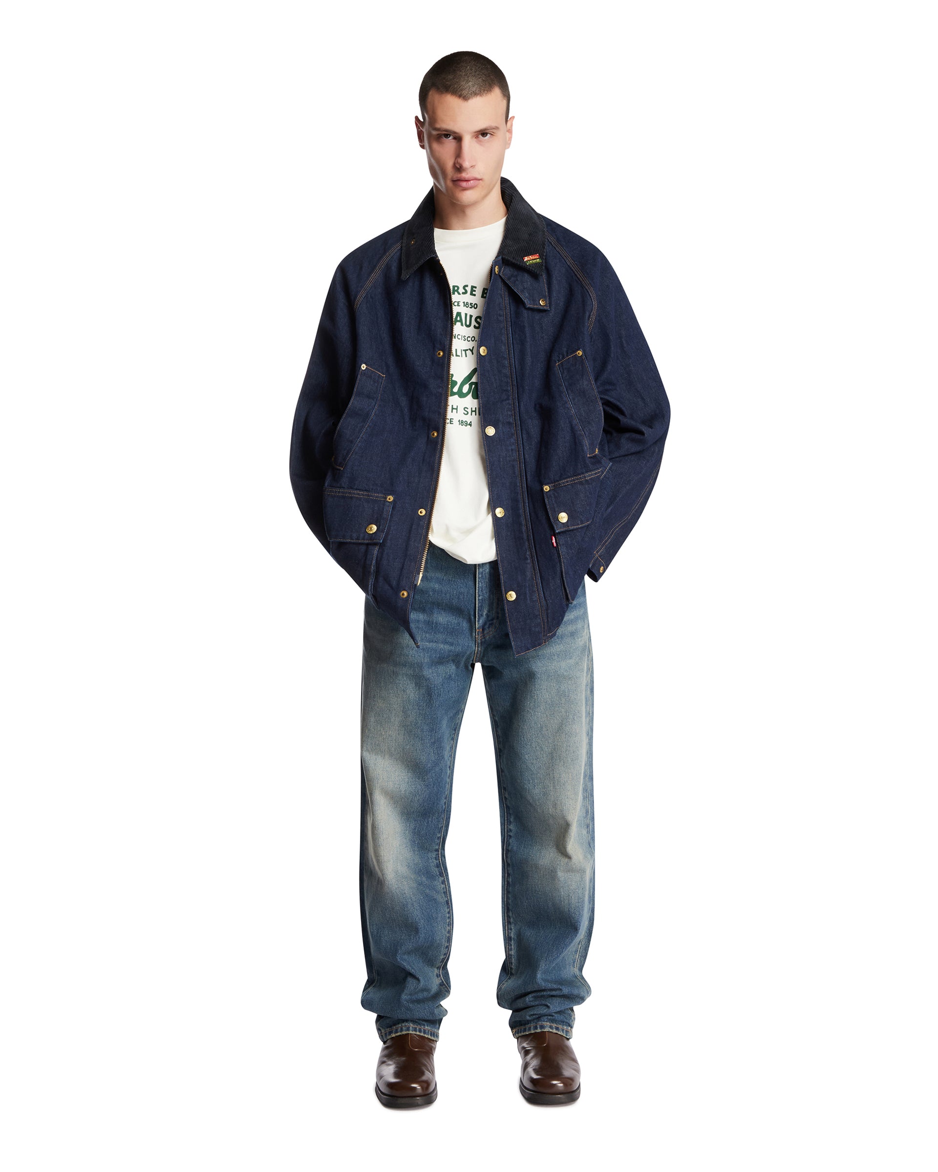 Levi's x Barbour Blue Bedale Denim Jacket | LEVI'S - Antonia