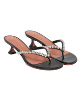 Black Crystal-Embellished Thong Sandals - AMINA MUADDI | PLP | Antonia