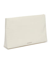 XXL White Croc-Embossed Leather Pouch | PDP | Antonia