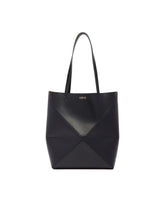Black Medium Puzzle Fold Tote | PDP | Antonia