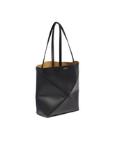 Black Medium Puzzle Fold Tote | PDP | Antonia