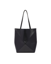 Black Medium Puzzle Fold Tote | PDP | Antonia