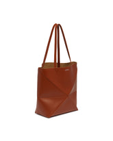 Brown Medium Puzzle Fold Tote Bag | PDP | Antonia