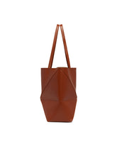 Brown Medium Puzzle Fold Tote Bag | PDP | Antonia