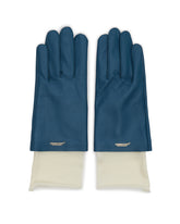 Blue Layered Leather Gloves | PDP | Antonia