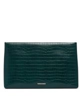 Pouch In Pelle Croc-Embossed Verde XXL - LA MAMA | PLP | Antonia