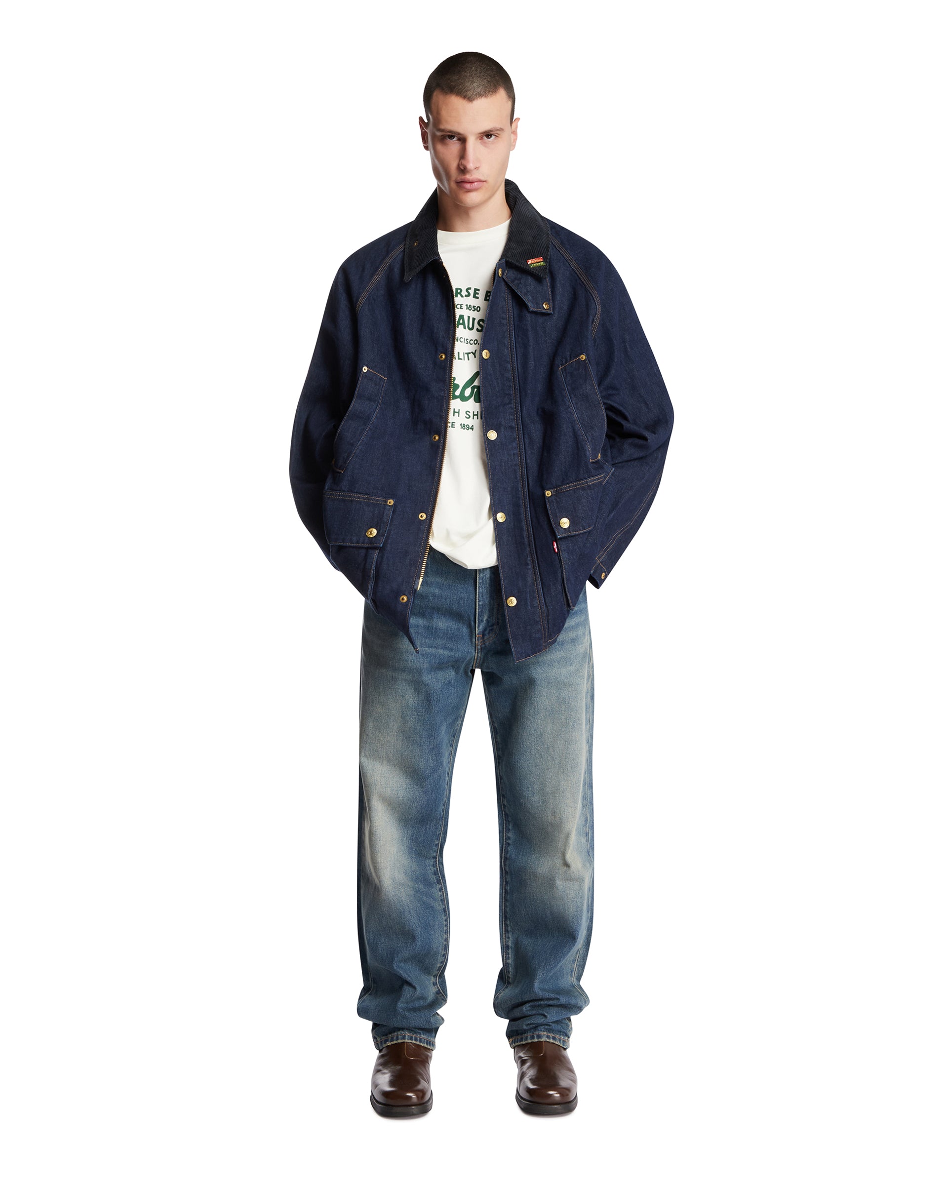 Levi's x Barbour Blue Bedale Denim Jacket | LEVI'S - Antonia