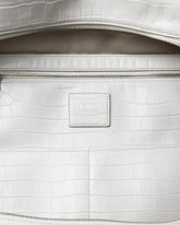 LM1 White Chalk Croc-Embossed Leather Tote | PDP | Antonia
