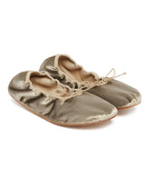 Beige Rounded Velvet Ballet Flats - the row women | PLP | Antonia
