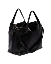 LM1 Black Matte Croc-Embossed Tote | PDP | Antonia