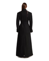 Black Embellished Long Wool Coat | PDP | Antonia