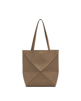 Beige Medium Puzzle Fold Tote Bag | PDP | Antonia