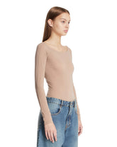 Beige Off-the-Shoulder Knit Bodysuit | PDP | Antonia