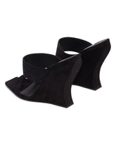 Black Suede Wave Mules | PDP | Antonia