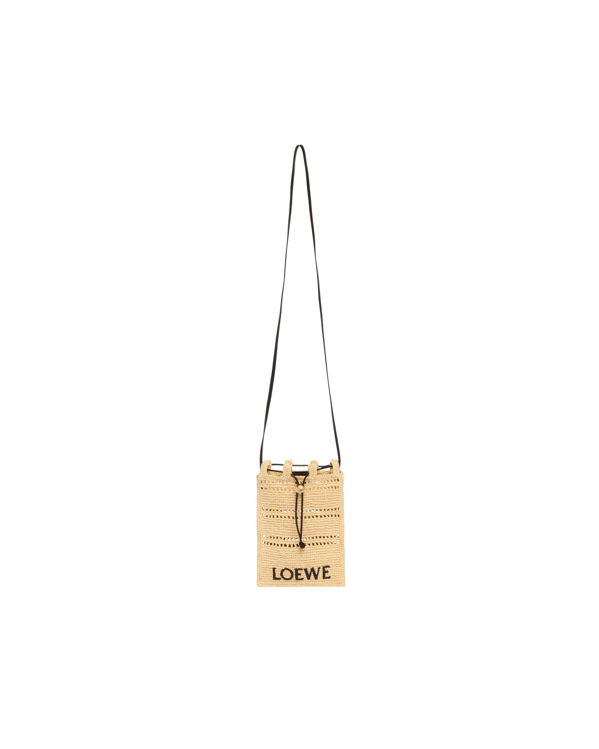 LOEWE Paula's Ibiza Beige Raffia Drawstring Pouch | LOEWE