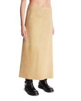 Beige Midi Leather Skirt | PDP | Antonia
