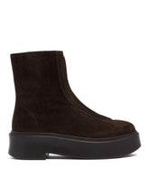 Brown Suede Zip Ankle Boots - the row women | PLP | Antonia