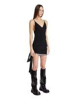 Black Draped Mini Dress with Crystals | PDP | Antonia