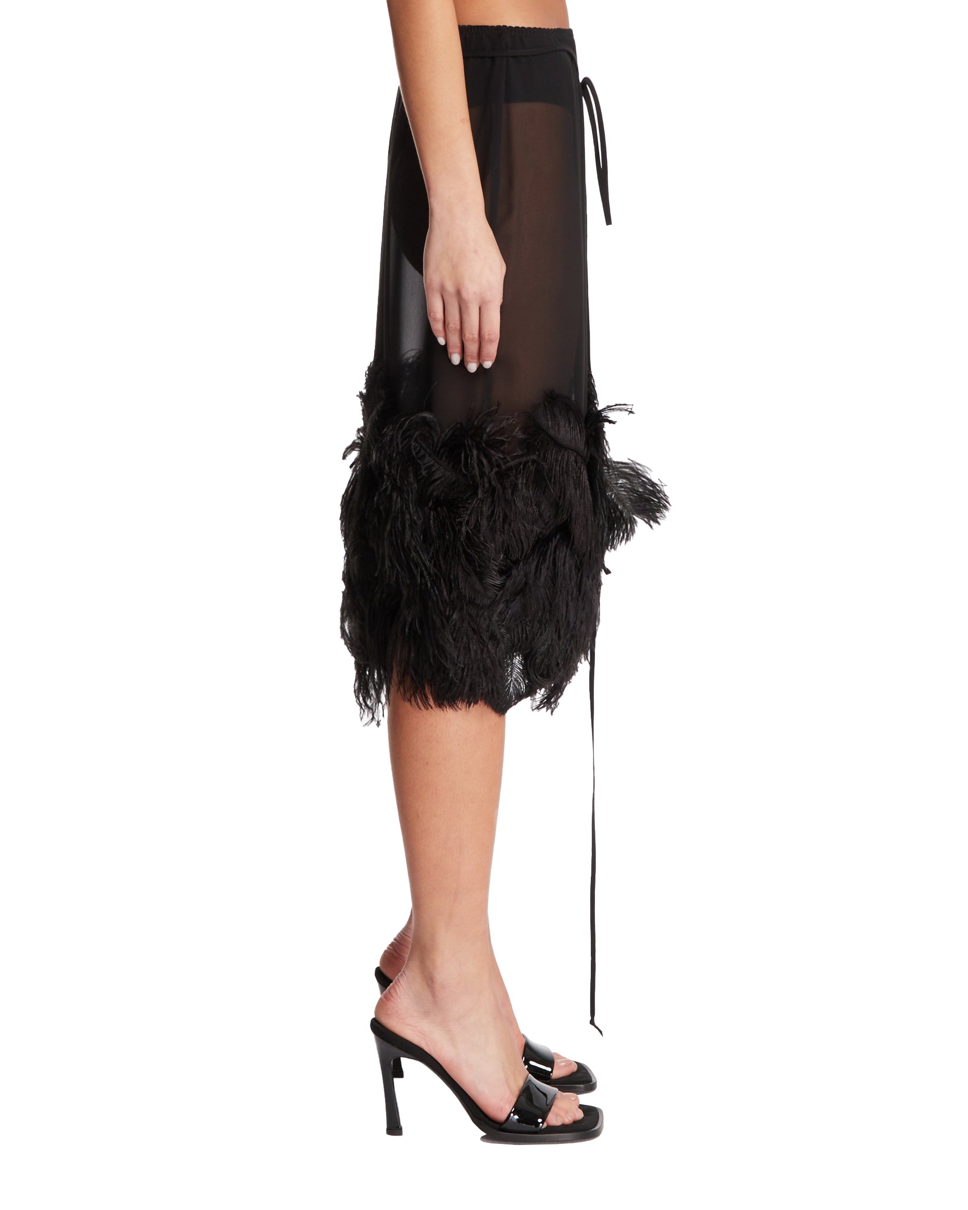 Black Midi Skirt with Feathers | THE ATTICO - Antonia