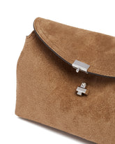 Beige T-Lock Clutch Bag | PDP | Antonia
