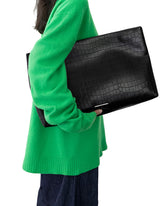 Pouch In Pelle Croc-Embossed Nera XXL - LA MAMA | PLP | Antonia