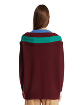 Burgundy Trompe L'Oeil Wool Sweater | PDP | Antonia