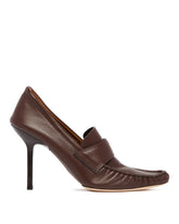 Brown Agata Leather Heeled Loafers | PDP | Antonia