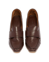 Brown Agata Leather Heeled Loafers | PDP | Antonia