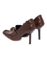 Brown Agata Leather Heeled Loafers | PDP | Antonia