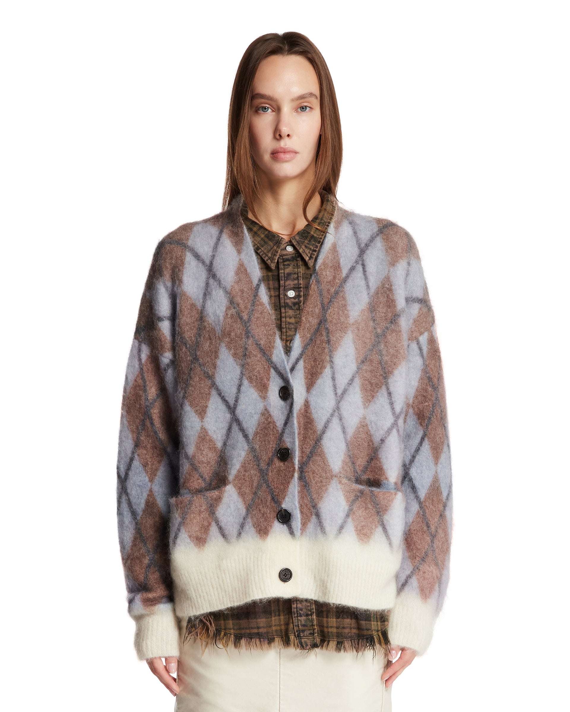 Multicolor Diamond Mohair Cardigan | ACNE STUDIOS - Antonia