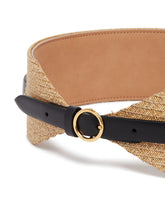 Beige and Black Double Wide Belt | PDP | Antonia