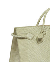 Green Le Teckel Snake Print Leather Tote Bag | PDP | Antonia