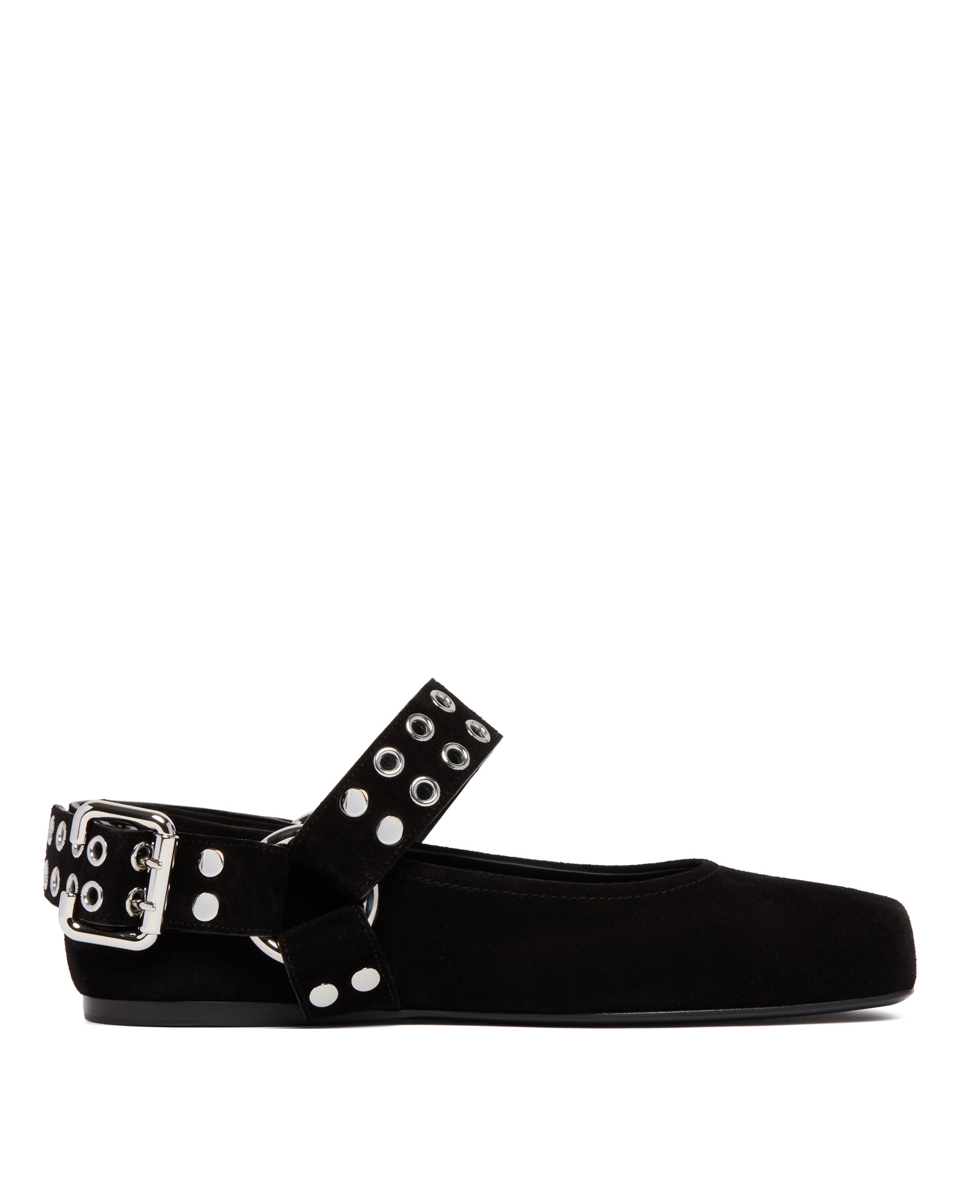 Black Suede Biker Ballet Flats | ALAIA - Antonia