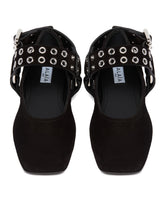 Black Suede Biker Ballet Flats | PDP | Antonia