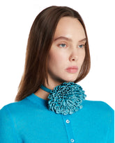 Light Blue Leather Flower Choker - Women's jewelry | PLP | Antonia