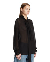 Black Georgette Lavalliere Neck Blouse | PDP | Antonia