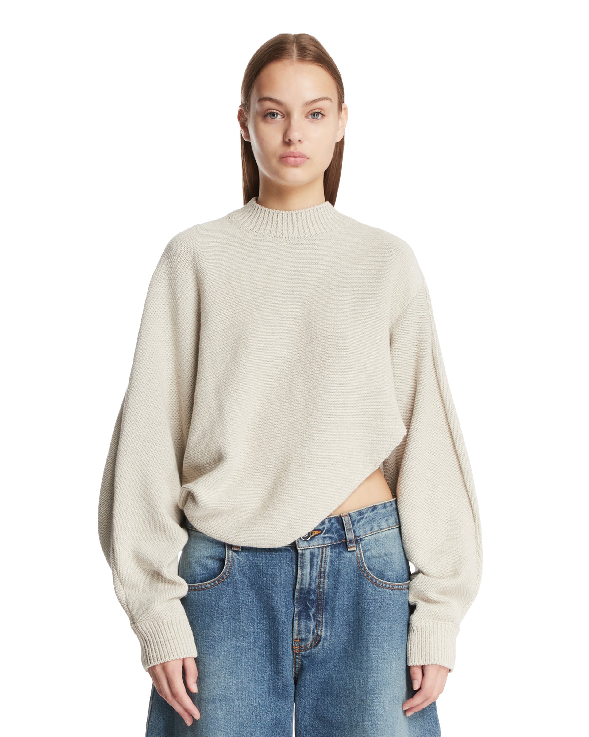 Beige Asymmetric Sweater | ALAIA - Antonia