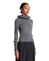 Gray Sculptural Hooded Pullover | PDP | Antonia