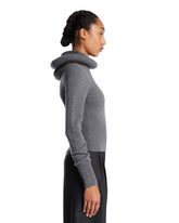 Gray Sculptural Hooded Pullover | PDP | Antonia