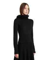 Black Sculptural Hooded Sweater | PDP | Antonia