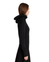 Black Sculptural Hooded Sweater | PDP | Antonia
