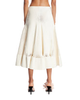 White Perforated Leather Flared Skirt | PDP | Antonia