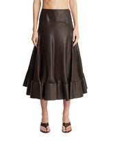 Brown Perforated Leather Flared Skirt - Women's skirts | PLP | Antonia
