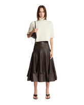 Brown Perforated Leather Flared Skirt - Women's skirts | PLP | Antonia