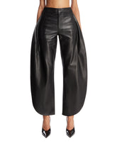 Black Leather Petal Trousers | PDP | Antonia