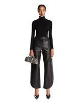 Black Leather Petal Trousers | PDP | Antonia