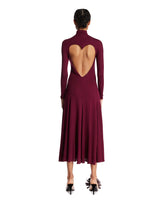 Burgundy Fluid Jersey Dress with Heart Detail | PDP | Antonia