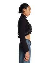 Black Wool-Trimmed Jacket | PDP | Antonia